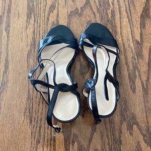 Black strappy open-toed sandals